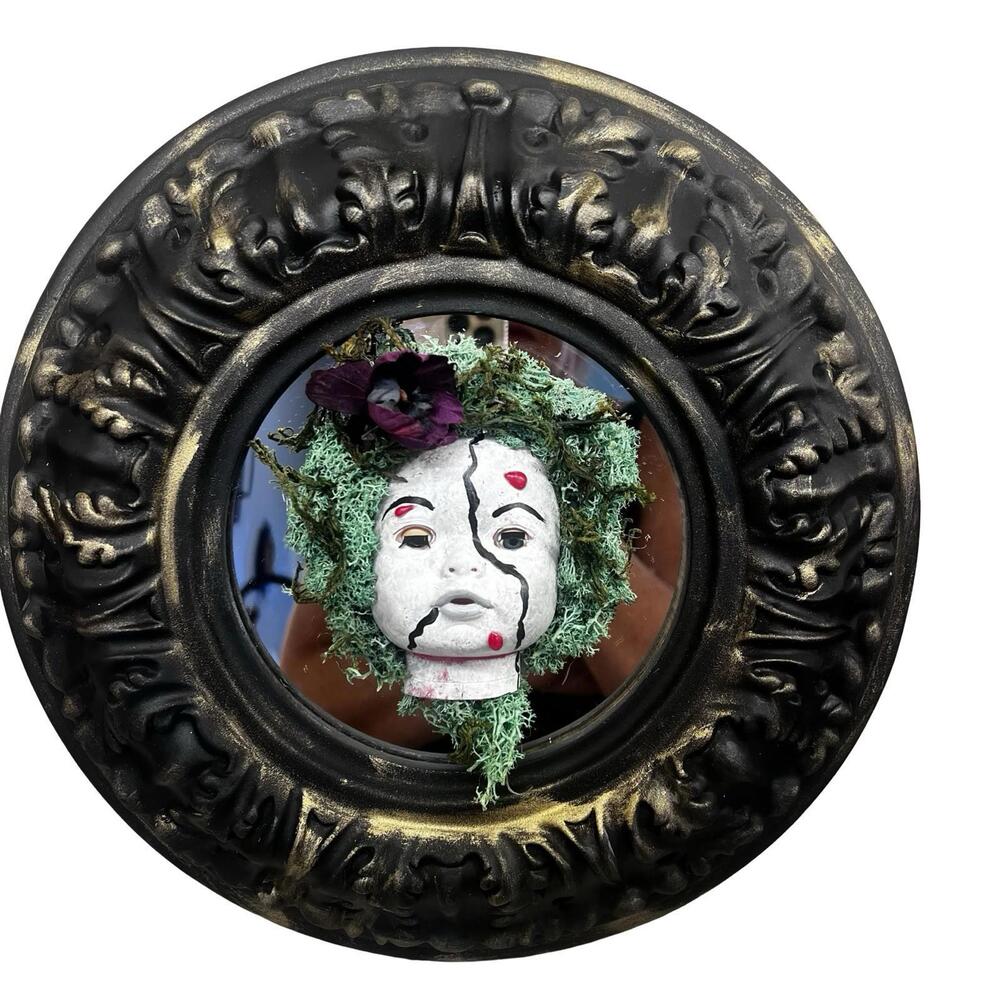 gothic creepy horror Spooky theme Doll Handmade Halloween Mirror Decor Scary